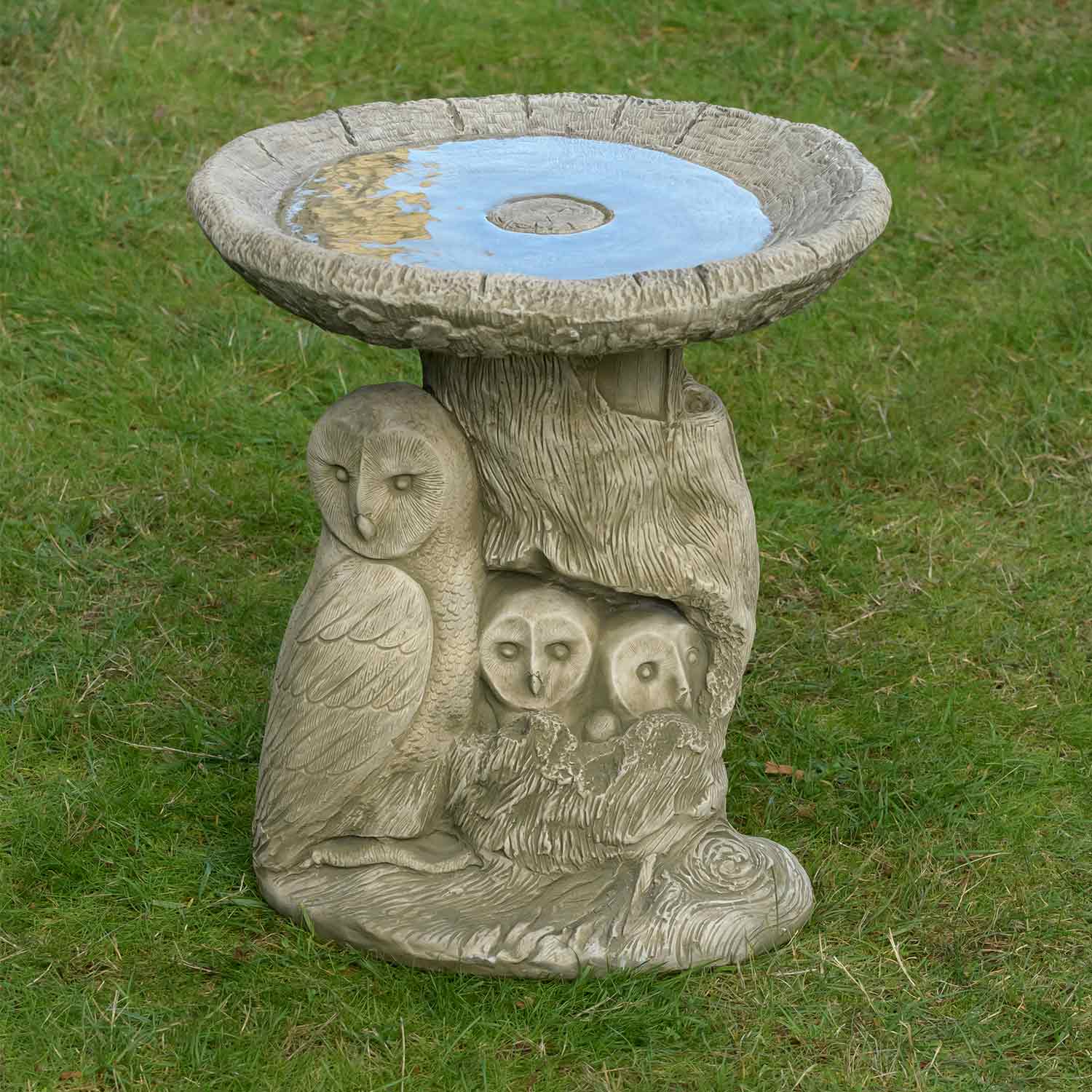 Cast Stone Owl Bird Bath RSPB Shop
