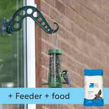 Bird feeder bracket with small classic easy-clean&reg; seed feeder and Feeder mix product photo
