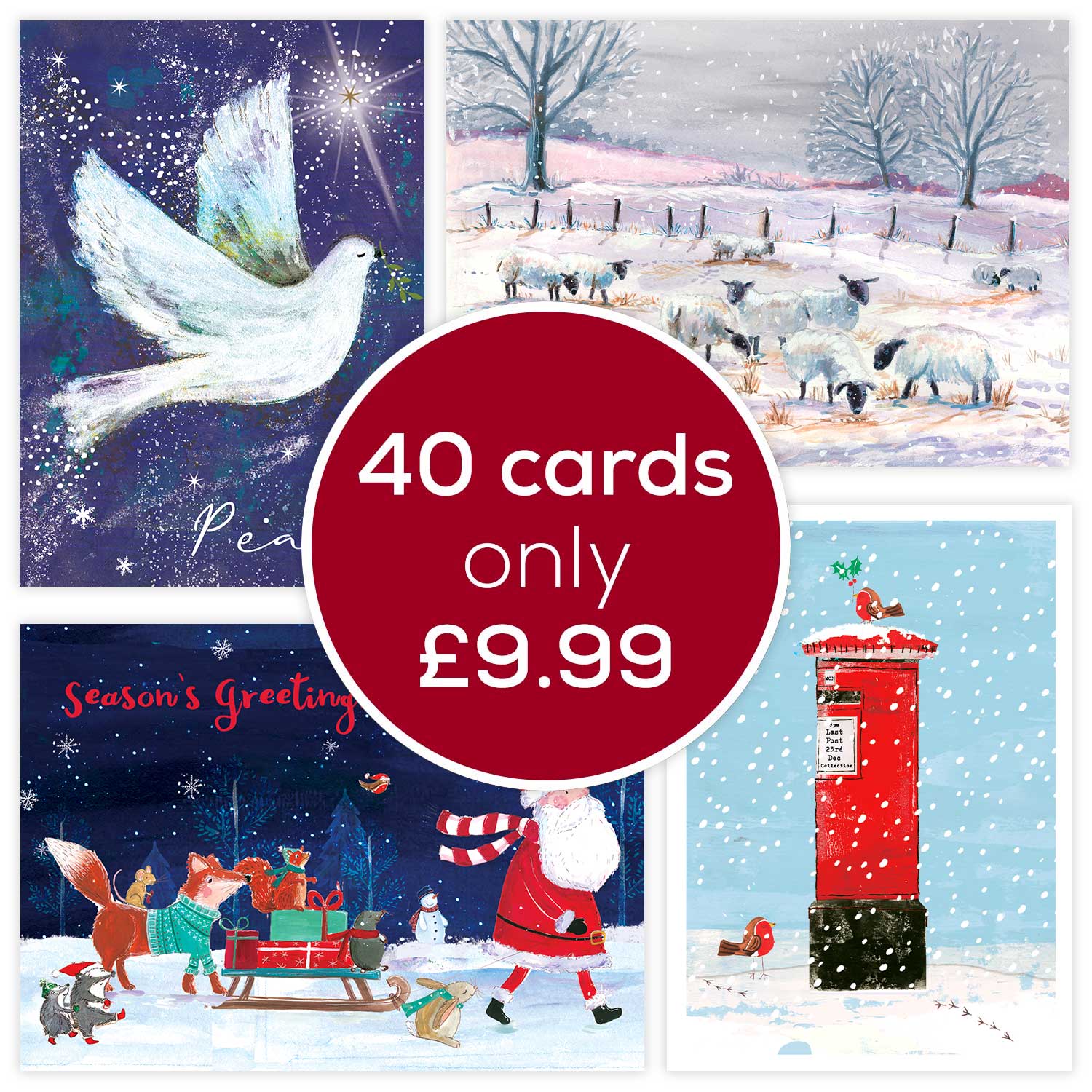 Fab forty RSPB charity Christmas cards - 40 pack 2021 product photo