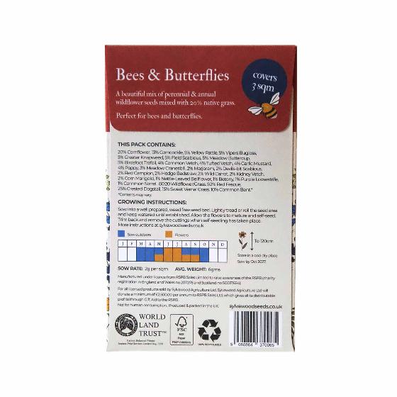 Bees and butterflies wildflower seed pack product photo back L