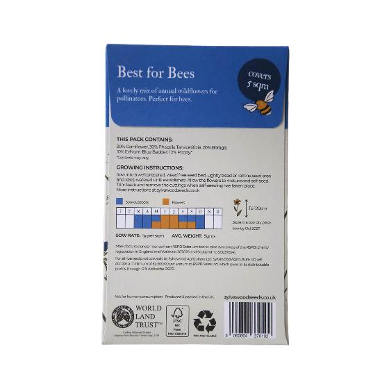 RSPB Best for bees wildflower seed pack product photo back L