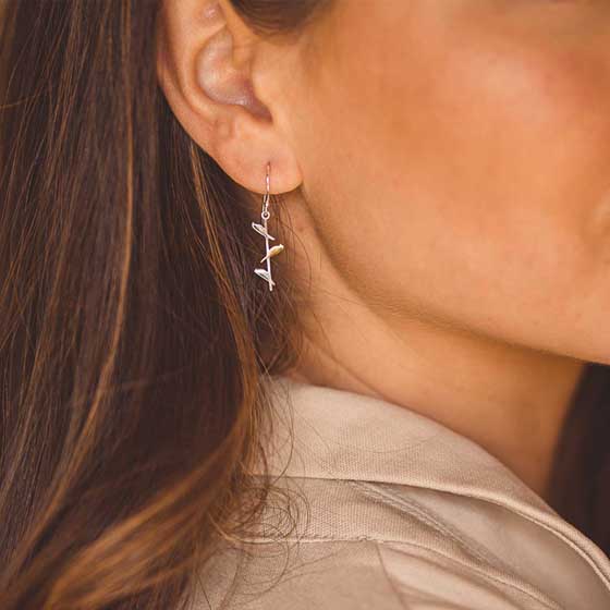 Sterling silver birds on a wire earrings by Reeves & Reeves product photo side L