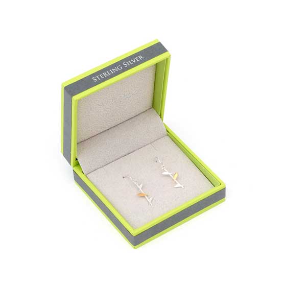 Sterling silver birds on a wire earrings by Reeves & Reeves product photo back L