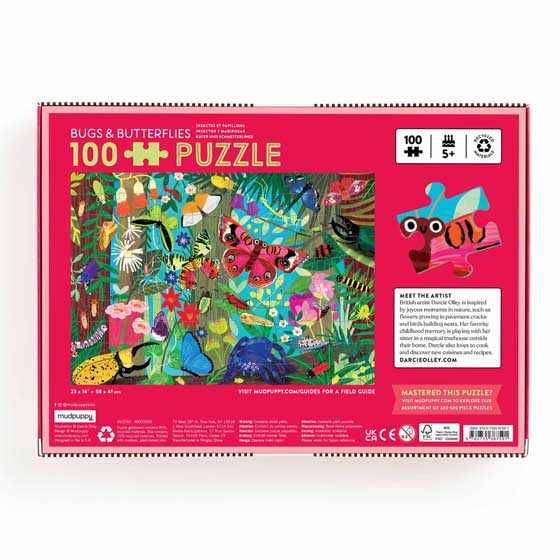 Bugs and butterflies jigsaw puzzle, 100-piece product photo front L