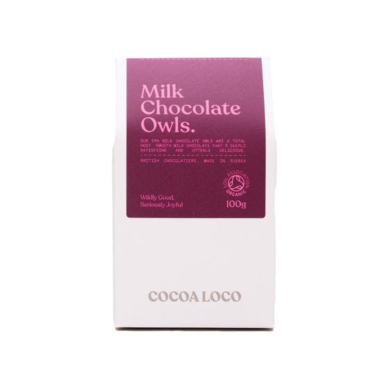 Milk chocolate owls by Cocoa Loco product photo back L