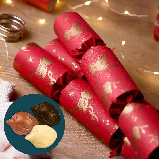 Christmas chorus recycled crackers with chocolate, box of six product photo default L