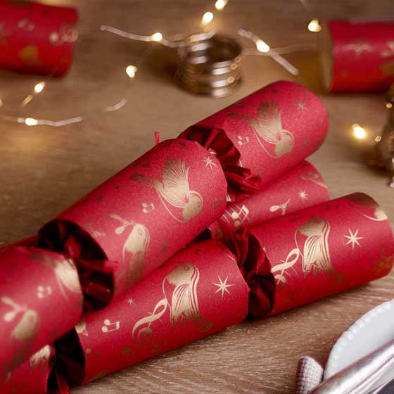 Christmas chorus recycled crackers with chocolate, 2x boxes of six product photo side L