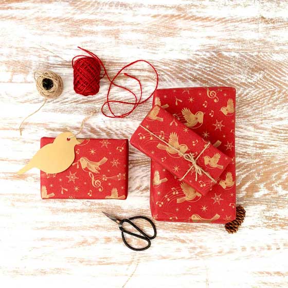 Christmas chorus recycled wrapping paper, 5 metres product photo side L