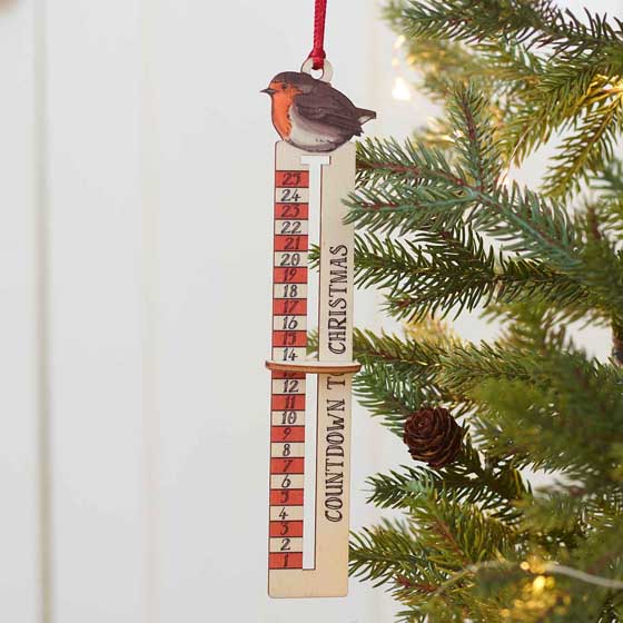Christmas countdown wooden Robin decoration product photo default L