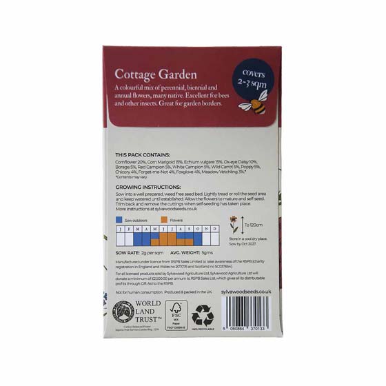 Cottage garden seed mix pack product photo back L