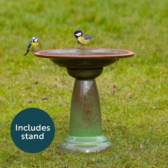 Echoes ceramic bird bath & stand product photo default L