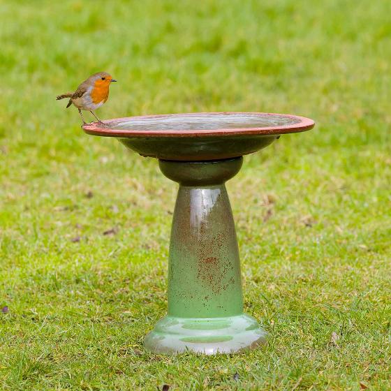 Echoes ceramic bird bath & stand product photo side L