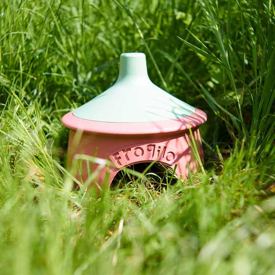 Toad House Rifugio Per Rospi In Resina - Casetta Per Anfibi Da Giardino Con Motivo Fogliare E Cartello Benvenuto, Marrone, 20x10cm