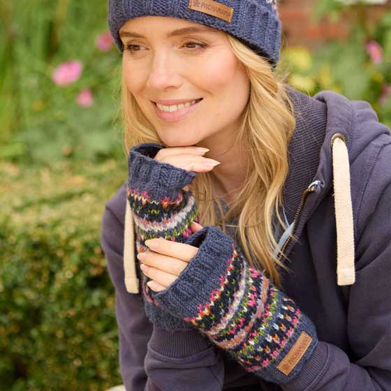 Fairisle wool handwarmers by Pachamama Knitwear product photo ai5 L