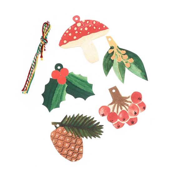 Festive woodland Christmas gift tags, set of five product photo default L