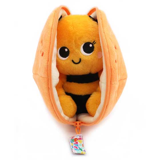 Flipetz Bumblebee orange hideaway plush product photo back L