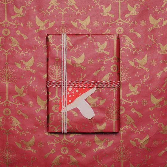 Folksy Robin recycled wrapping paper, 10 metres product photo side L