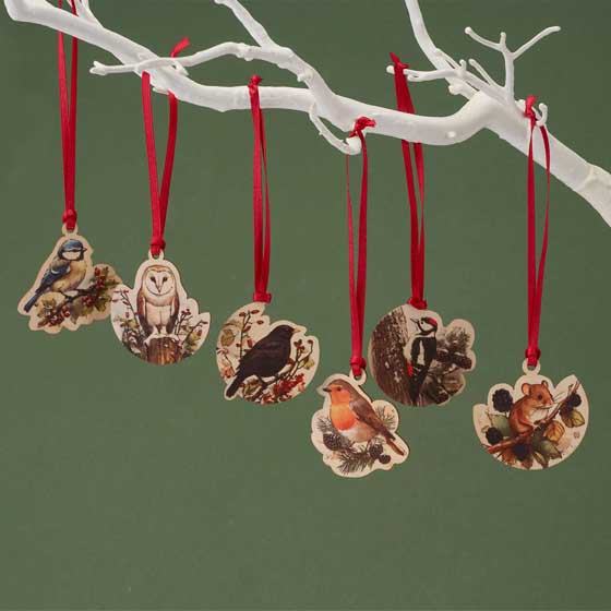 Fruits of the forest recycled crackers with wooden decorations, 2x boxes of six product photo back L