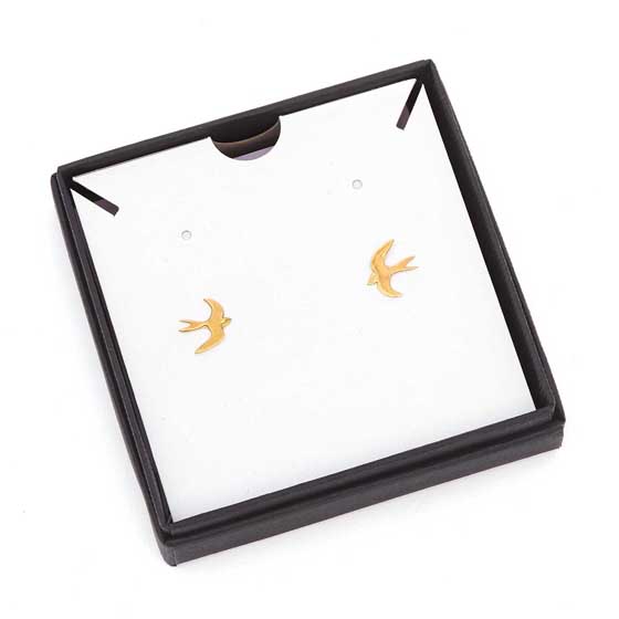 Swallow earrings 18ct gold vermeil by Blackbird Jewellery product photo ai5 L