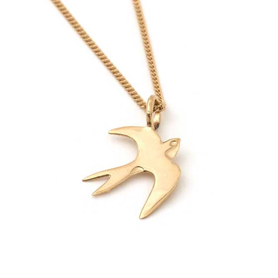 Swallow necklace 18ct gold vermeil by Blackbird Jewellery product photo default L