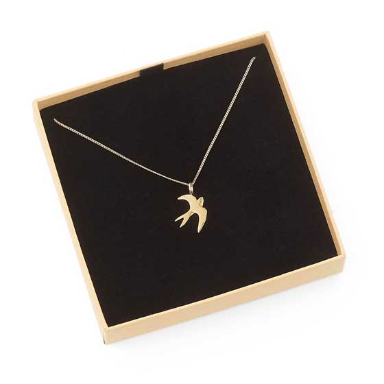 Swallow necklace 18ct gold vermeil by Blackbird Jewellery product photo back L