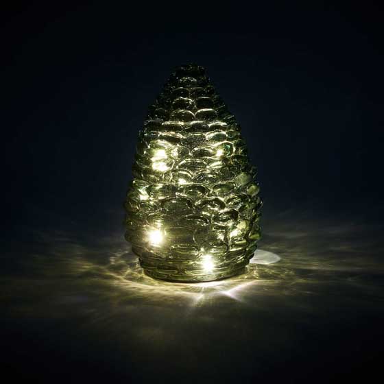 Green glass pinecone light product photo front L