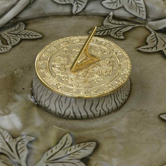 Ivy sundial cast stone bird bath product photo back L