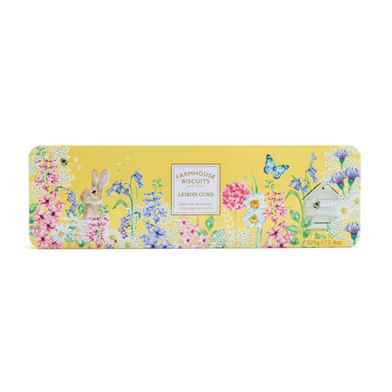 English garden lemon curd biscuit tin product photo side L