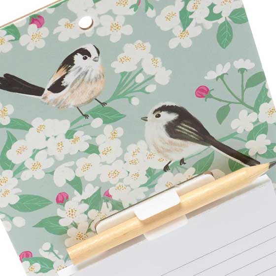 Long-tailed Tits & blossom magnetic memo pad product photo back L
