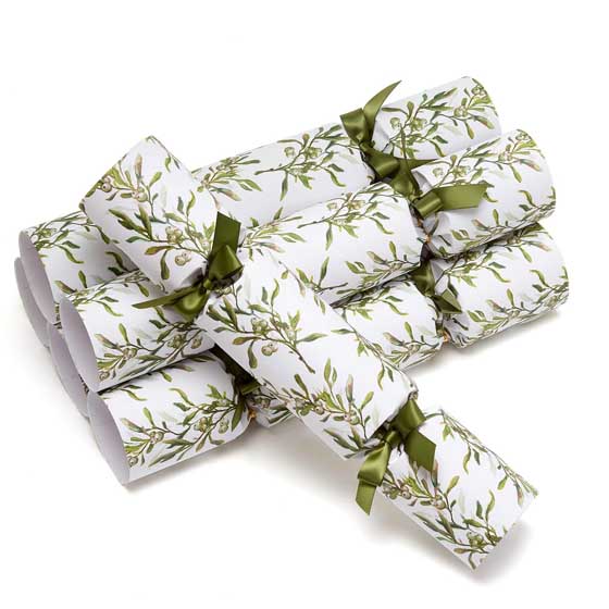 Luxury mistletoe Christmas crackers by Nancy & Betty product photo side L
