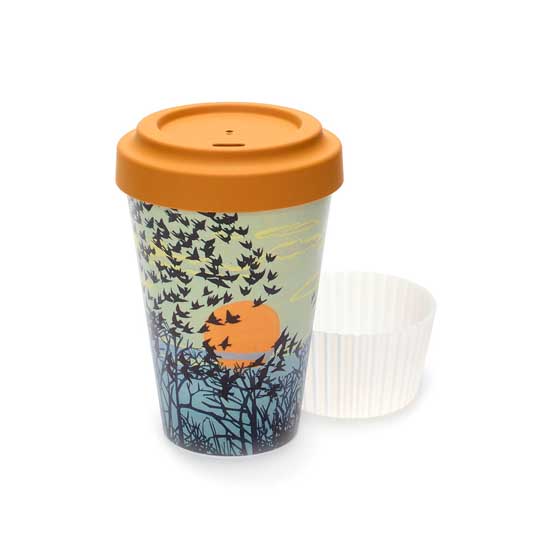 Starling murmuration reusable travel mug product photo back L