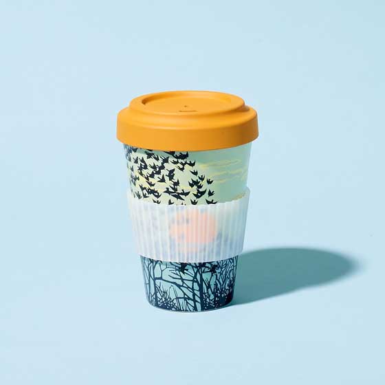 Starling murmuration reusable travel mug product photo front L