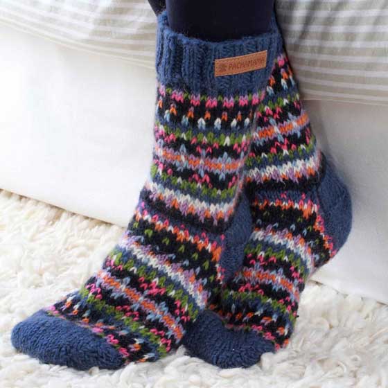 Fairisle wool cosy socks by Pachamama Knitwear product photo default L