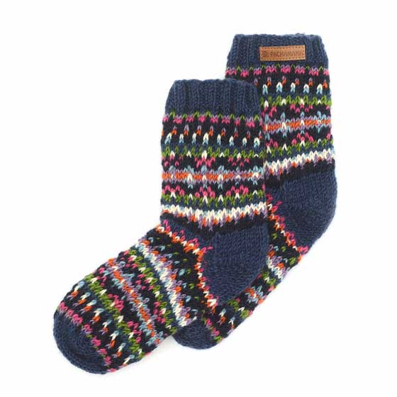 Fairisle wool cosy socks by Pachamama Knitwear product photo side L