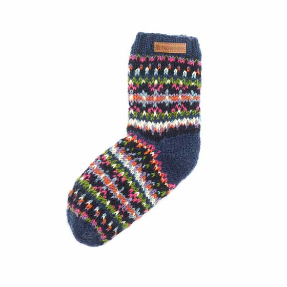 Fairisle wool cosy socks by Pachamama Knitwear product photo back L