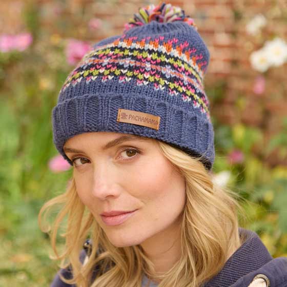 Fairisle wool bobble hat by Pachamama Knitwear product photo back L