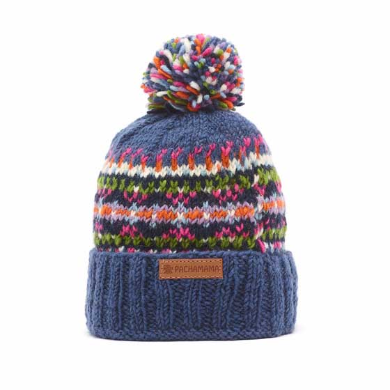 Fairisle wool bobble hat by Pachamama Knitwear product photo front L
