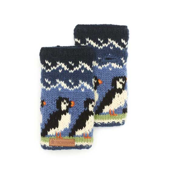 Puffin wool handwarmers by Pachamama Knitwear product photo side L