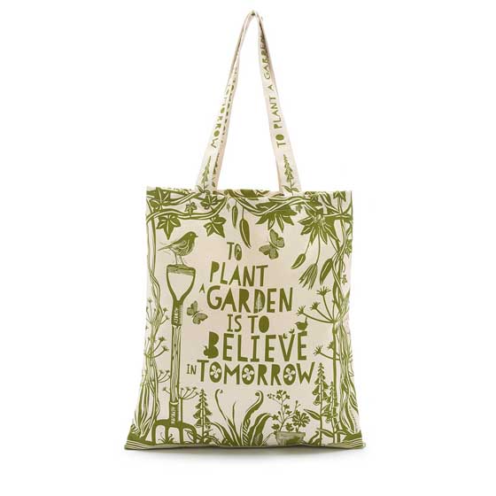 'To plant a garden' quote tote bag product photo default L
