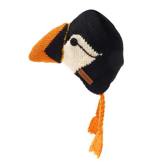 Puffin kids novelty hat by Pachamama Knitwear product photo front L