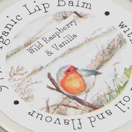Raspberry & vanilla lip balm by Heaven Scent product photo back L