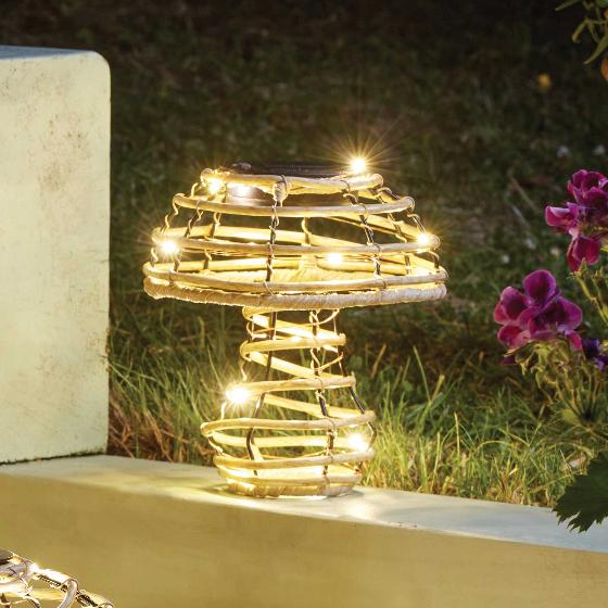 Rattan-effect mushroom solar light, small product photo default L