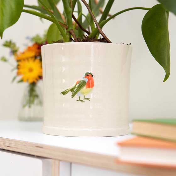 Robin plant pot, indoor ceramic planter product photo default L