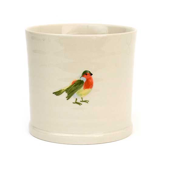 Robin plant pot, indoor ceramic planter product photo side L