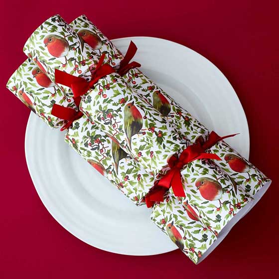 Robins luxury Christmas crackers by Nancy & Betty product photo side L