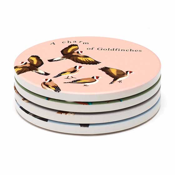 RSPB Flock bird coasters, set of four product photo back L