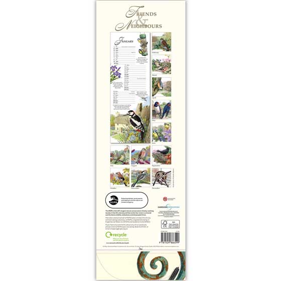 RSPB Friends and neighbours calendar 2027 product photo back L