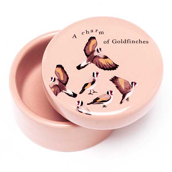 RSPB Goldfinch trinket pot, Flock collection product photo side L