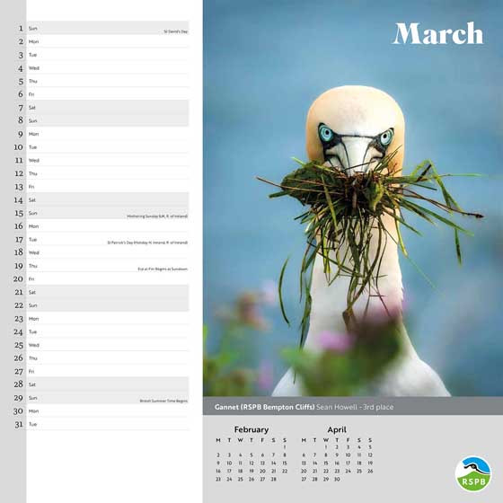 RSPB Inspiring nature calendar 2026 product photo side L