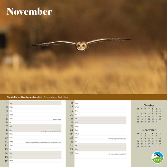 RSPB Inspiring nature calendar 2026 product photo back L